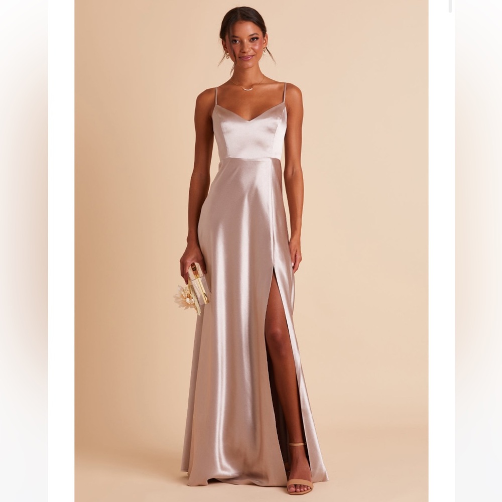 Birdy Grey Taupe Shiny Satin Dress